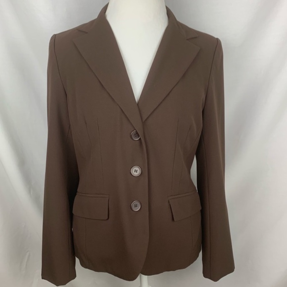 Apostrophe Three Button Brown Blazer/Jacket, 10 - image 1